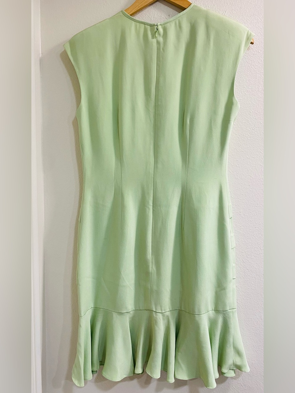 Vintage Patrick Collection Silk Light Green Tiered Midi Dress with Flounce Hem 4 - Picture 3 of 4